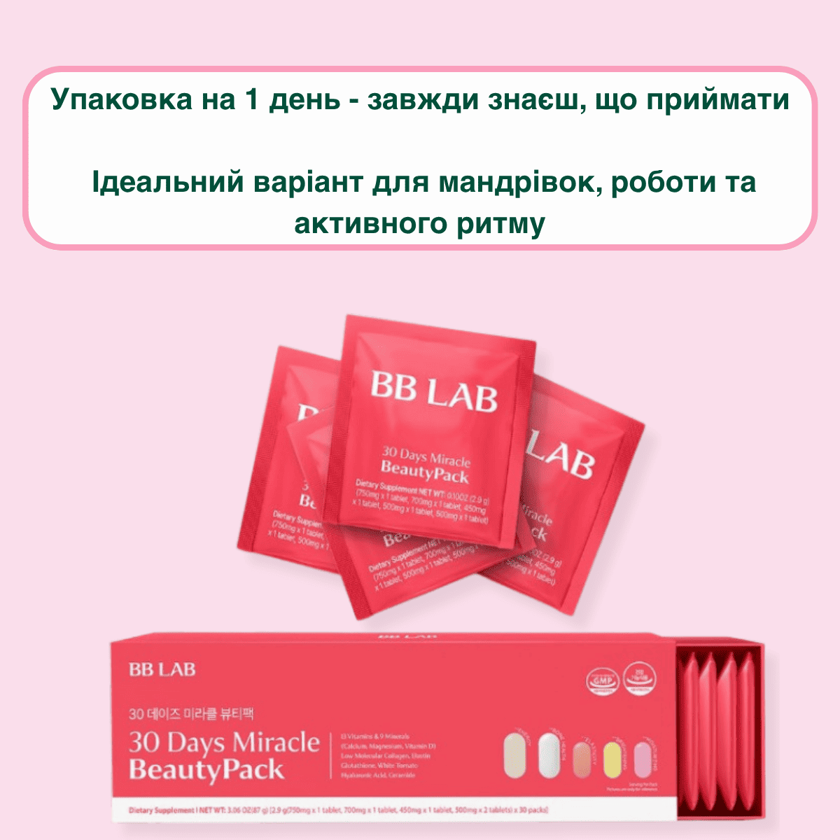 BB LAB Комплект вітамінів для здоров’я і сяяння шкіри, 5 таблеток х 10 уп. – BB LAB 30 Days Miracle BeautyPack