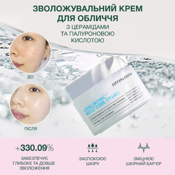Differ & Deeper Зволожувальний крем для обличчя з церамідами та гіалуроновою кислотою, 50 г – Differ & Deeper Ceraluronic Core Cream