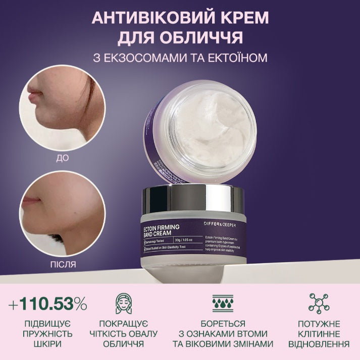 Differ & Deeper Антивіковий крем для обличчя з ектоїном, 30 г – Differ & Deeper Ectoin Firming Band Cream